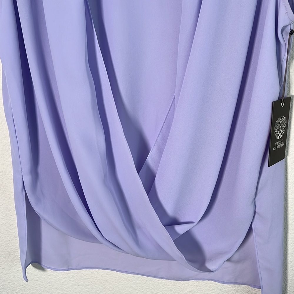New Vince Camuto Lavender Draped Sleeveless Blouse - Picture 5 of 9